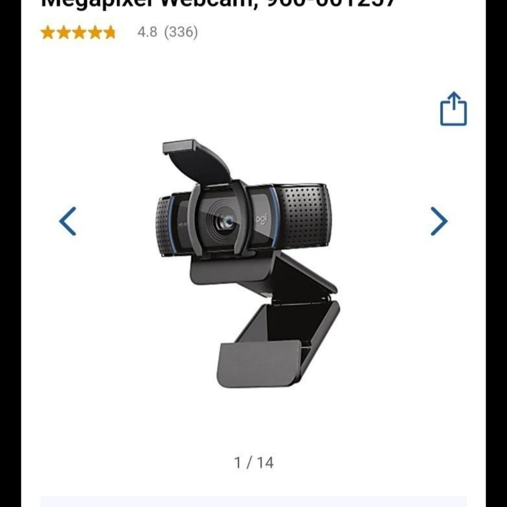Logitech C920S Pro HD 15.0-Megapixel Webcam, 960-001257